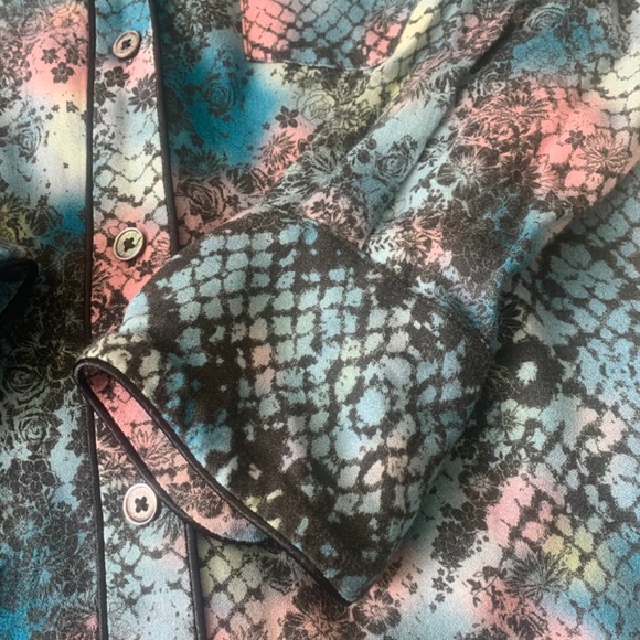 Zadig & Voltaire Button Down Top Blouse blue pink black Size S - Picture 3 of 7